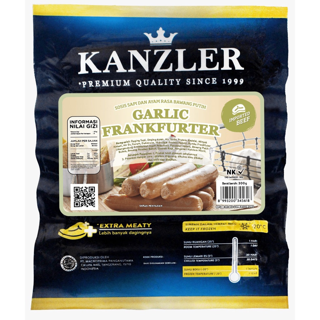 Kanzler Garlic Frankfurter Sausage 300gr