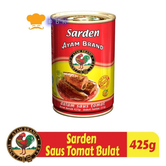 Sarden Kaleng Saus Tomat Bulat Ayam Brand 425gr