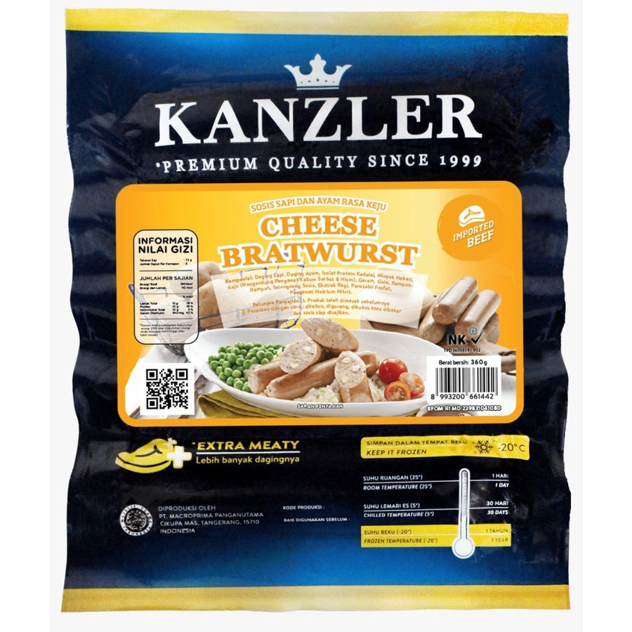 Kanzler Cheese Bratwurst Sausage 360G