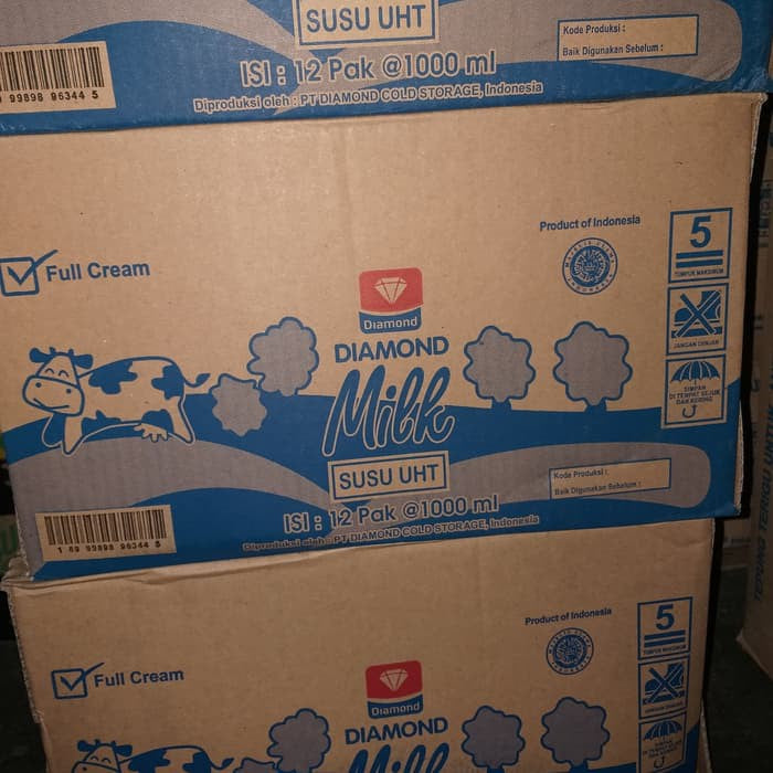 diamond susu 12x1lt full cream uht (Gojek/Grab only)