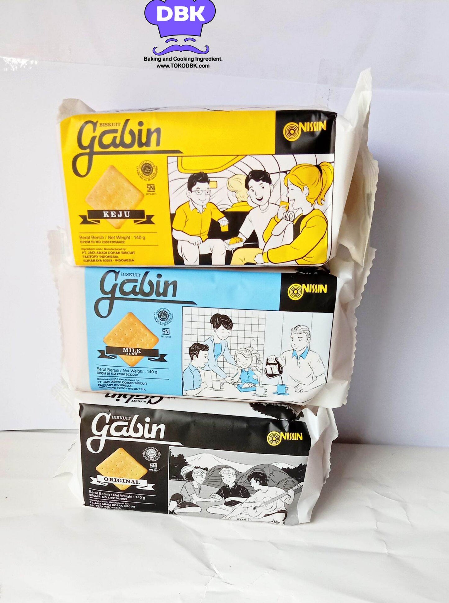 NISSIN GABIN 140g all varian milk butter cheese keju biskuit susu cracker biscuit
