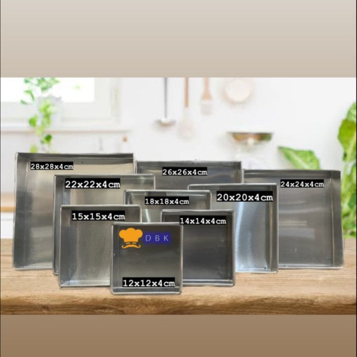 Loyang Kue Kotak Persegi Oven kering Nampan Bolu tinggi 4cm anti karat