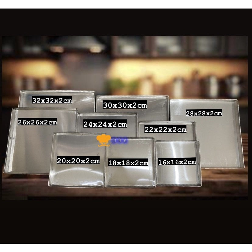 Loyang Kue Kotak Persegi Oven kering Nampan Bolu tinggi 4cm anti karat