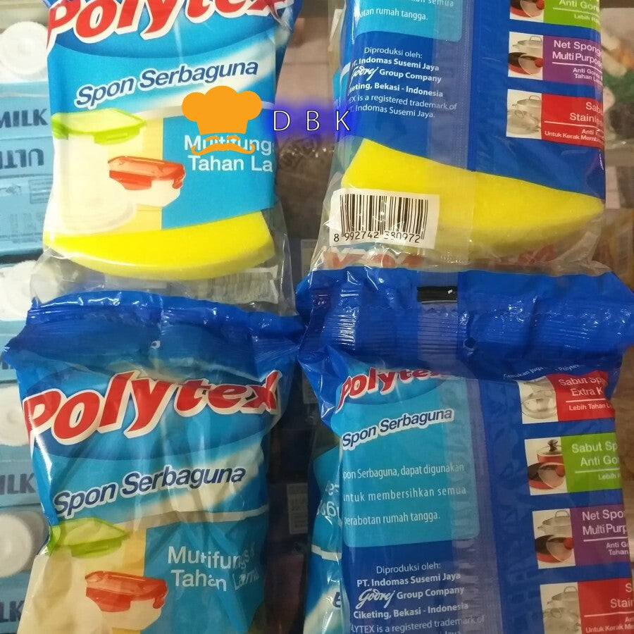 POLYTEX SPON 1pcs multifungsi awet cuci piring sabut spon kuning saja