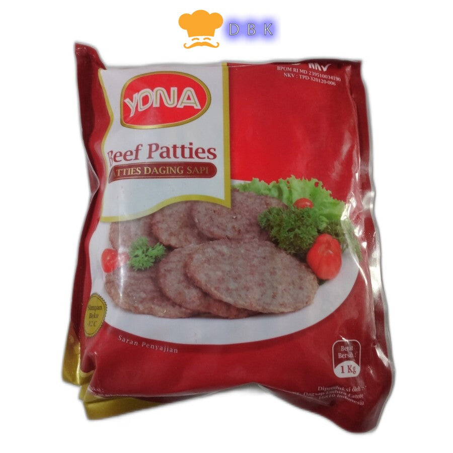 yona beef patties 1kg 20pcs daging burger