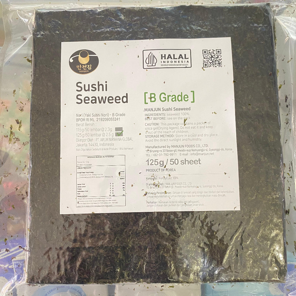 Sushi Nori Manjun Seaweed Rumput Laut lebar 50 sheets 19x21cm 125gr