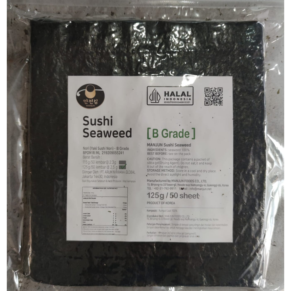sushi Nori Manjun Seaweed Rumput Laut lebar 50 sheets 19x21cm 125gr