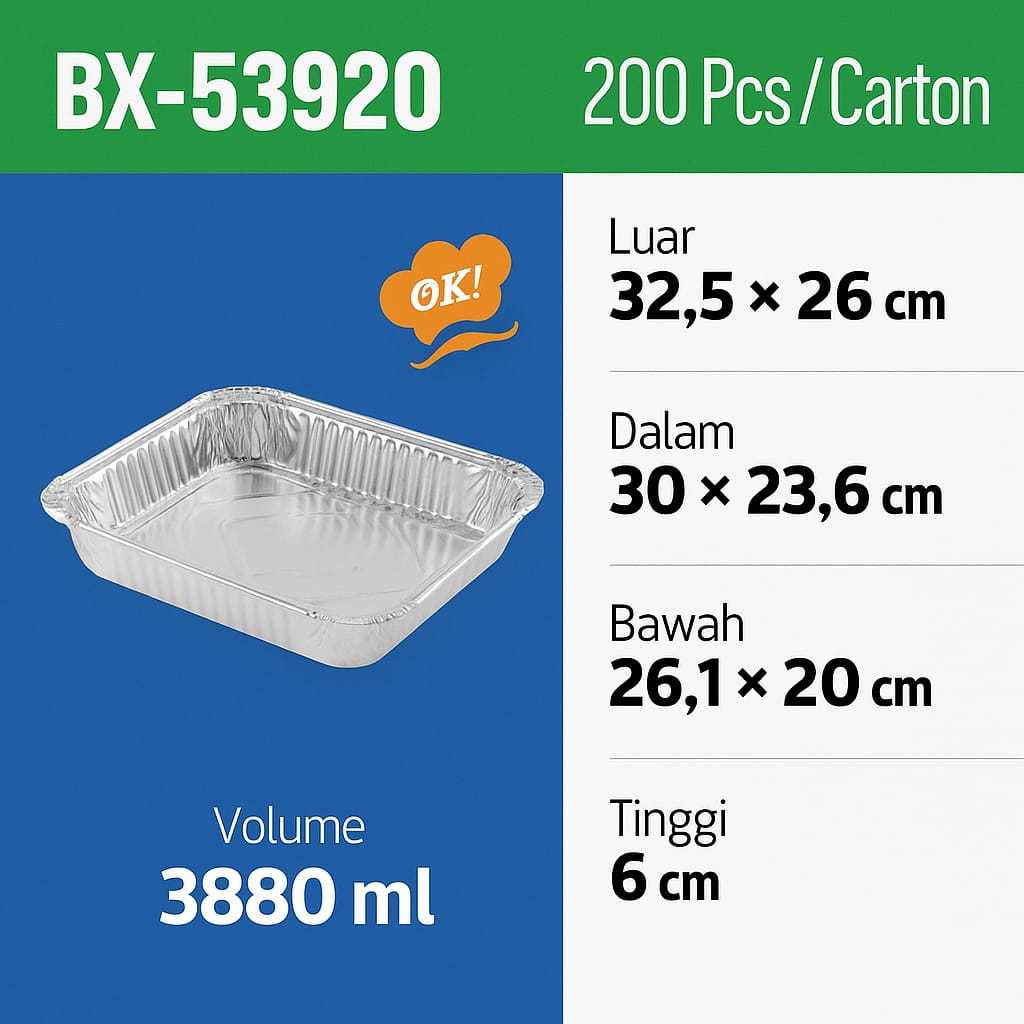ALUMINIUM TRAY BX-53920 - WADAH ALUMINIUM FOIL TRAY - BX 53920