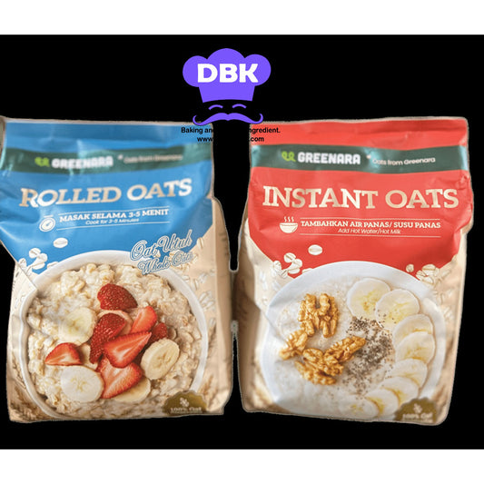Greenara Oatmeal Natural Rolled & instant 1kg varian oat utuh dan instant