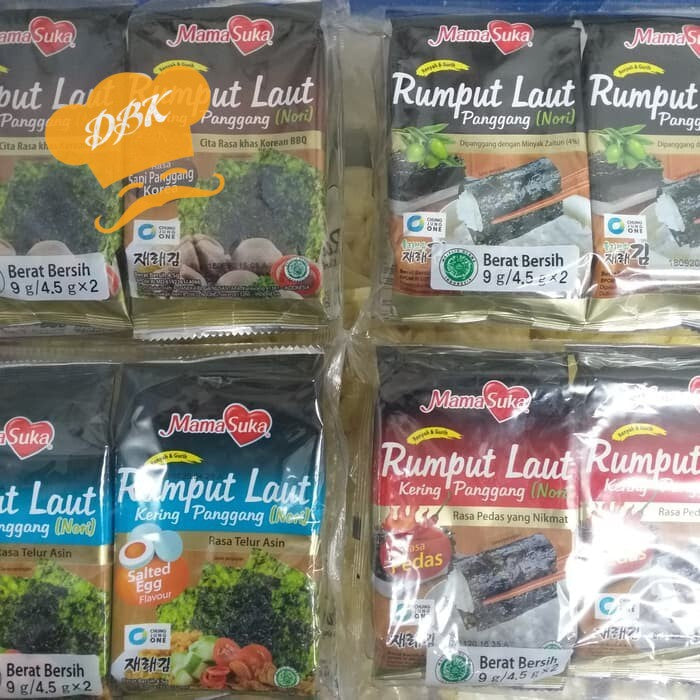 mamasuka rumput laut 9gr rumput laut kering panggang nori semua rasa