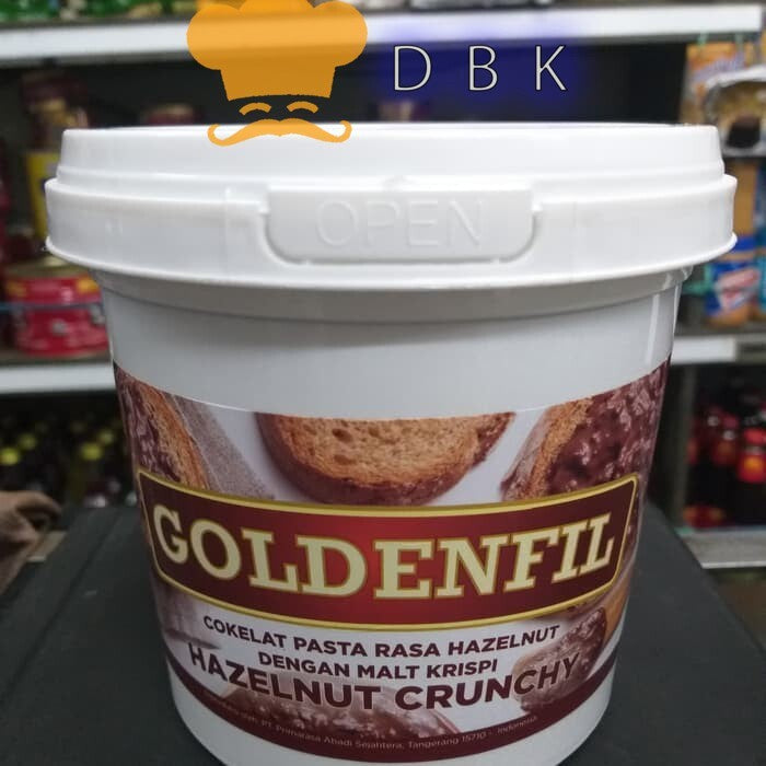 goldenfil hazelnut crunchy 1kg selai hazelnut dengan malt gurih