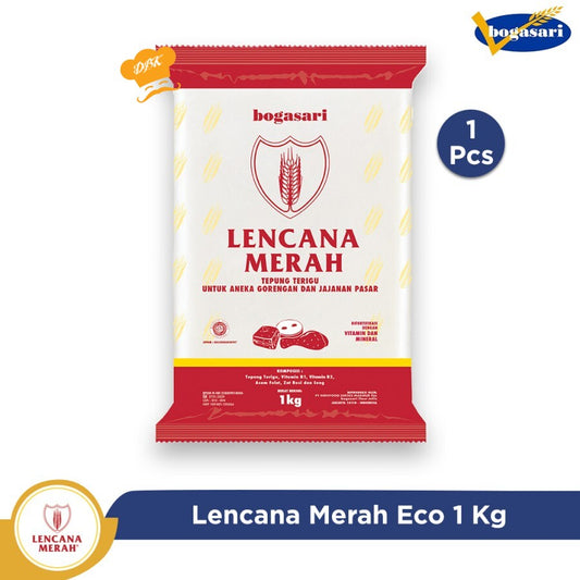 Tepung terigu Lencana Merah Bening 1 Kg flour