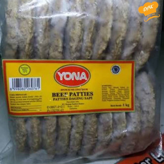yona beef patties 1kg 20pcs daging burger
