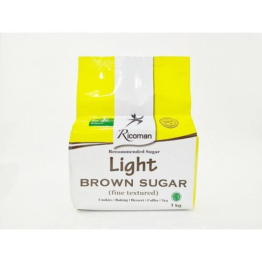 gula ricoman light brown sugar 1kg soft utk baking dan minuman