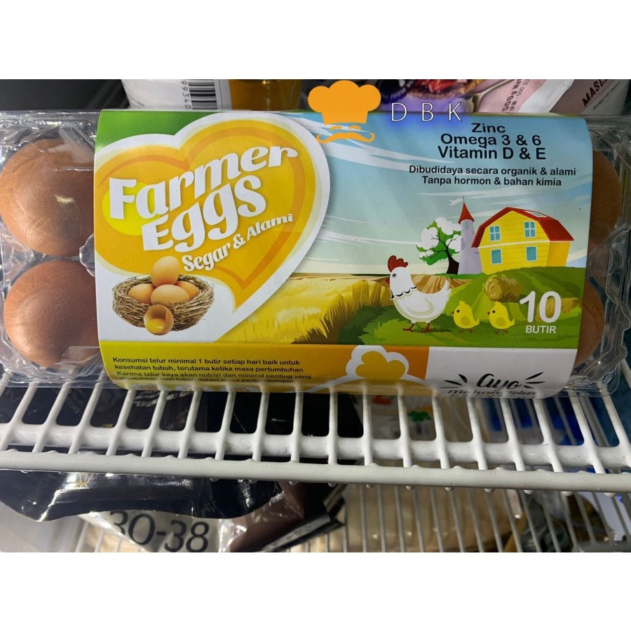 Telur Ayam Farmer Eggs 10 butir Organik - bebas bakteri - omega