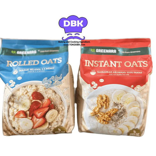 Greenara Oatmeal Natural Rolled & instant 1kg varian oat utuh dan instant