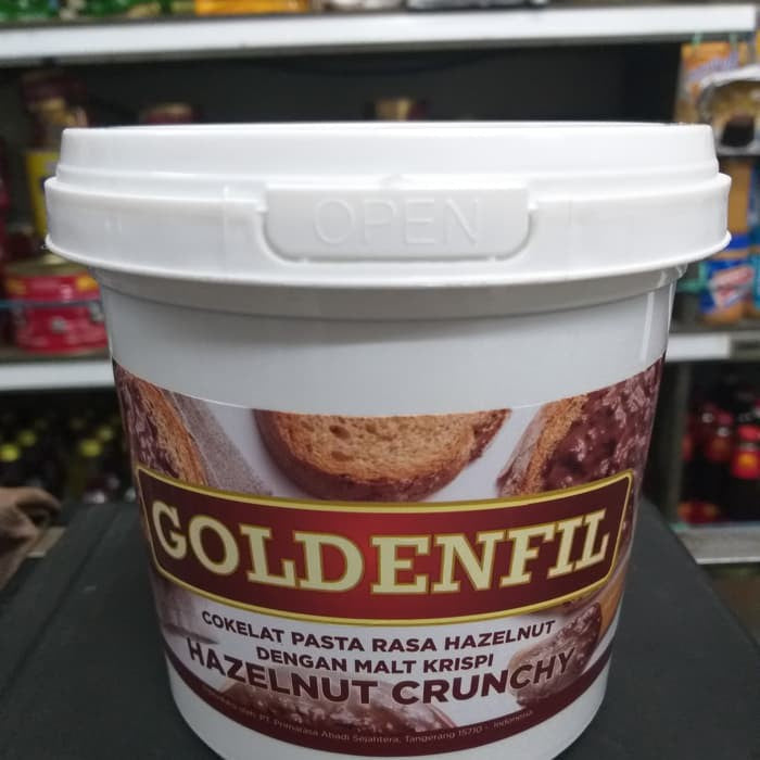 goldenfil hazelnut crunchy 1kg selai hazelnut dengan malt gurih