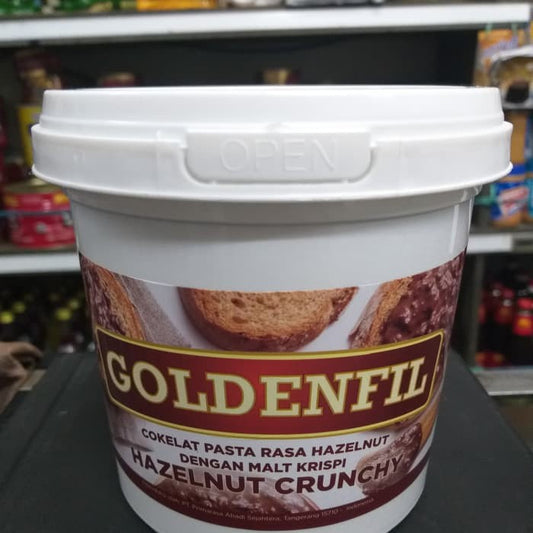 goldenfil hazelnut crunchy 1kg selai hazelnut dengan malt gurih