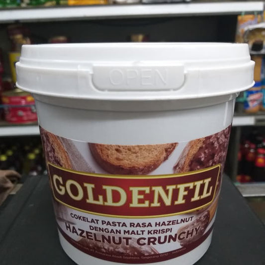 goldenfil hazelnut crunchy 1kg selai hazelnut dengan malt gurih