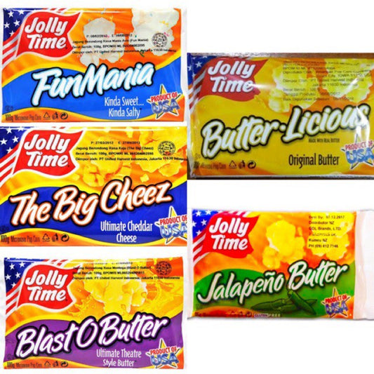 JollyTime USA PopCorn - All Varian | Popcorn Instant Beragam Rasa - Fun Mania jolly time