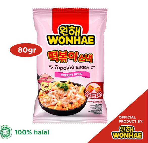 Mujigae by Wonhae Topokki Snack Creamy Rose 80 gr / Makanan Snack Teobokki Krim Krem Rose / Tteokbokki / Cemilan Makanan Instan Korea Halal - Topokki Snack Creamy Rose
