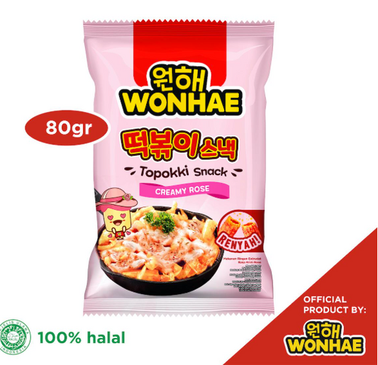 Mujigae by Wonhae Topokki Snack Creamy Rose 80 gr / Makanan Snack Teobokki Krim Krem Rose / Tteokbokki / Cemilan Makanan Instan Korea Halal - Topokki Snack Creamy Rose