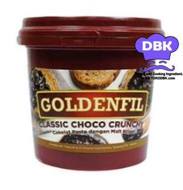GOLDENFILL DARK chococrunchy 1kg selai coklat hitam dengan malt gurih