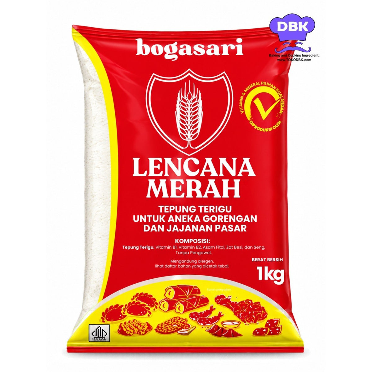Tepung terigu Lencana Merah Bening 1 Kg flour