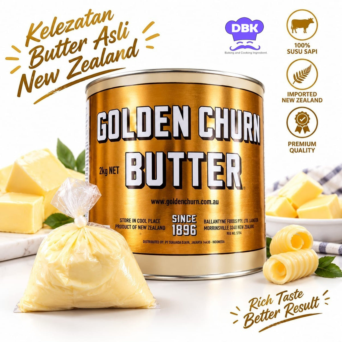 Golden Churn Creamy Butter per 100gr kemasan plastik tomat