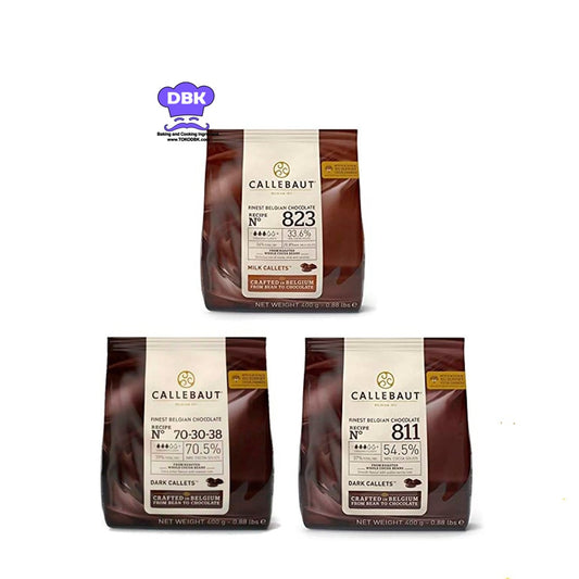 Callet CALLEBAUT 400gr 70 811 823 milk coklat pahit dark belgia leleh couverture