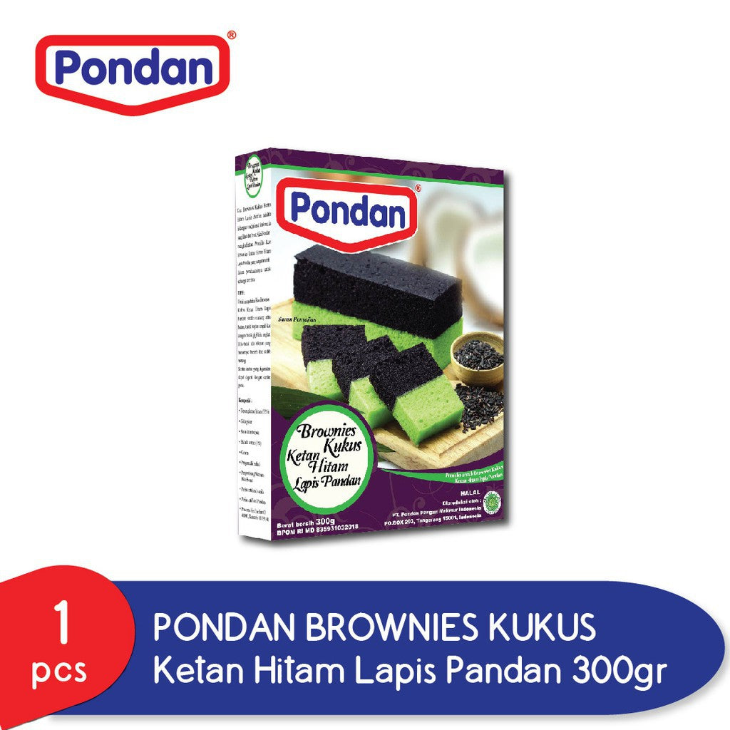 Pondan Brownies Kukus Ketan Hitam lapis Pandan 300gr tepung premix