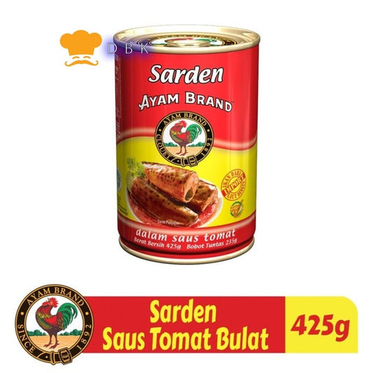 Sarden Kaleng Saus Tomat Bulat Ayam Brand 425gr