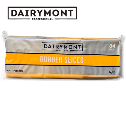 DAIRYMONT burger slice 1kg red keju slice orange color