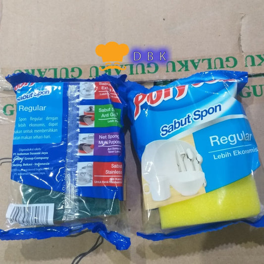 POLYTEX sponge 2 sisi kuning dan hijau spons busa cuci piring per 1pcs