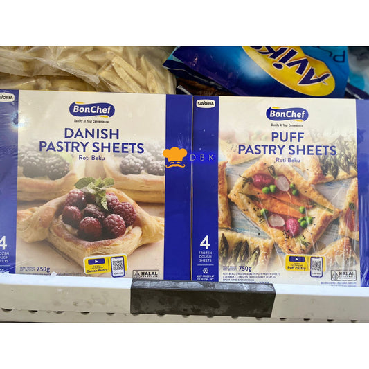Bonchef Danish / Puff Pastry sheet 750G / 4 sheet lembar import