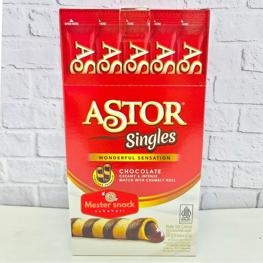 Astor Singles 20pcsx15 gram Wafer stik coklat bin