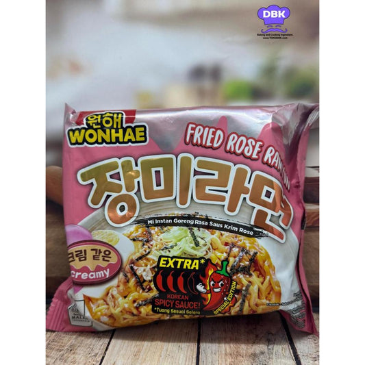 Wonhae Fried Rose Ramyun Spicy by mujigae Ramyun Goreng Pedas Keju & creamy 120gr
