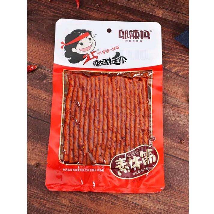 Wulama - Cemilan Vegetarian Kulit Tahu Spicy Tendon Garlic Vegan latiaw - lan tiao - latiao gurih manis pedas 100gr