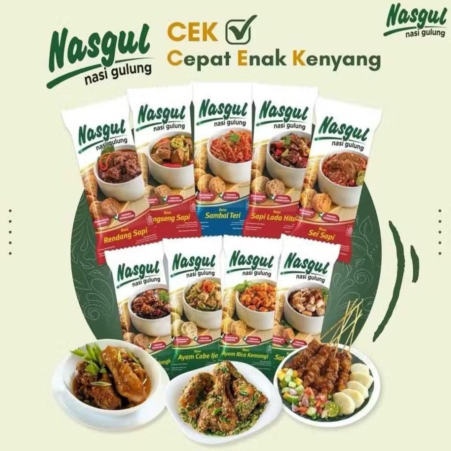 Manita NASGUL ( Nasi Gulung ) All Varian Rasa 80gr rendang jumeokbap beef bulgogi Nasi Gulung Siap Makan Siap Santap praktis camping hiking
