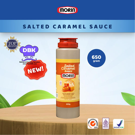 Morin salted caramel sauce 650g - Premium, Kental, Topping Es Krim, Kopi, Waffle Karamel Garam