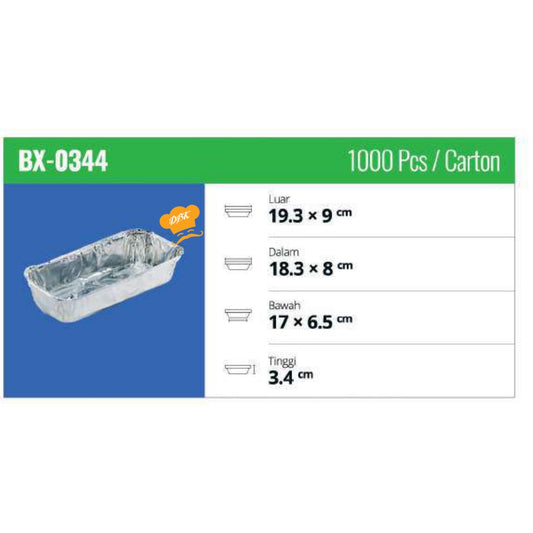 ALUMINIUM TRAY BX-0344- WADAH ALUMINIUM FOIL TRAY - BX 0344 persegi