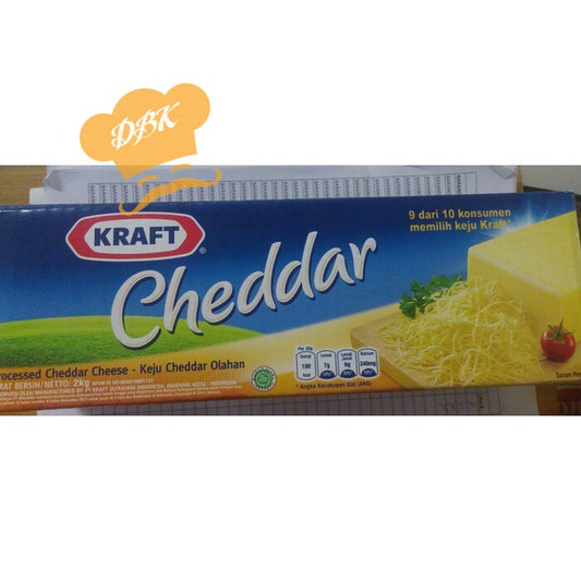 keju kraft cheddar 2kg cheese blok - original