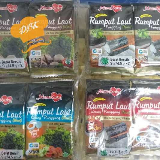 mamasuka rumput laut 9gr rumput laut kering panggang nori semua rasa