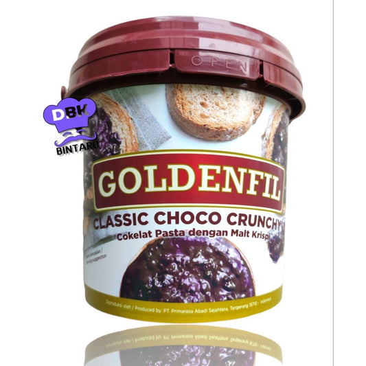 GOLDENFILL DARK chococrunchy 1kg selai coklat hitam dengan malt gurih