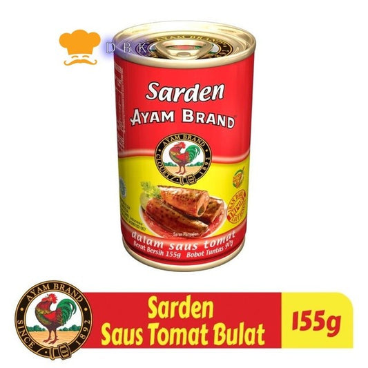 Sarden Kaleng Saus Tomat Bulat Ayam Brand 155gr