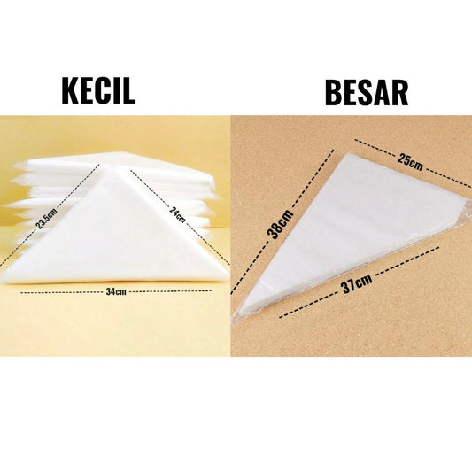 plastik Segitiga / Piping Bag per 5pcs UNTUK MENGHIAS KUE BUTTERCREAM