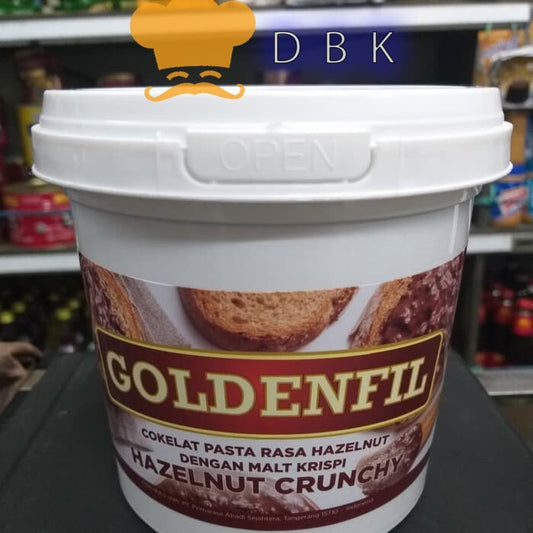 goldenfil hazelnut crunchy 1kg selai hazelnut dengan malt gurih