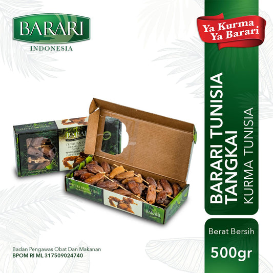 BARARI Deglet Nour Kurma Tunisia Tangkai 500gr Premium Dates High Quality Tekstur Kering dan Lembut